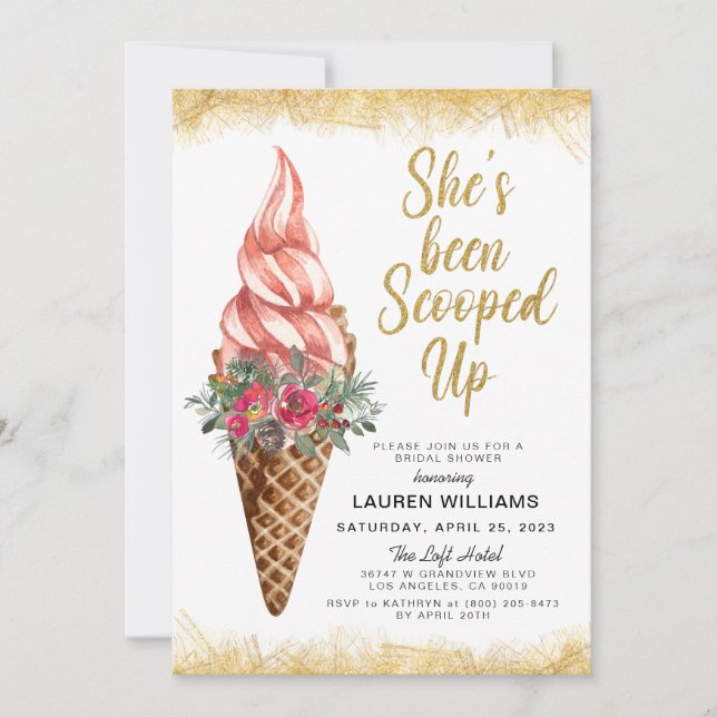 Scooped Up Ice Cream Bridal Shower Invitation (Front)