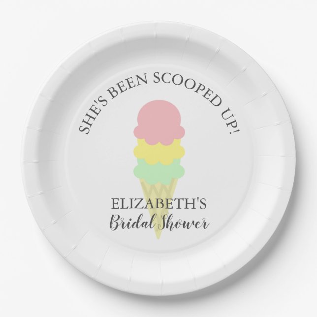 Scooped Up Ice Cream Bridal Shower Paper Plate (Front)