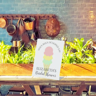Scooped Up Ice Cream Bridal Shower Pedestal Sign