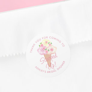 Scooped Up Ice Cream Bridal Shower Personalised Classic Round Sticker
