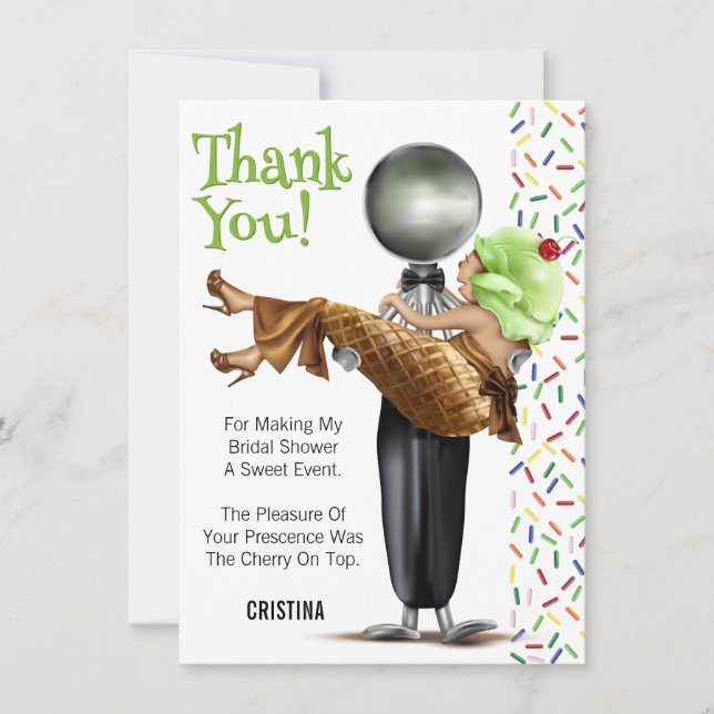 Scooped Up Ice Cream Bridal Shower Thank You Card (Front)