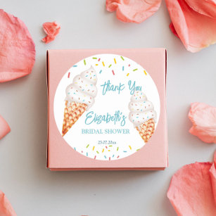 Scooped up ice cream bridal shower thank you classic round sticker