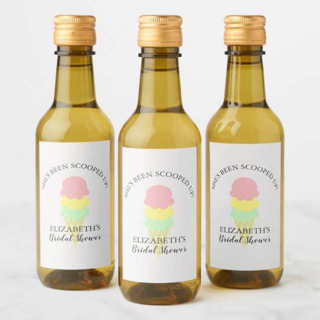 Scooped Up Ice Cream Bridal Shower Wine Label (Bottles)