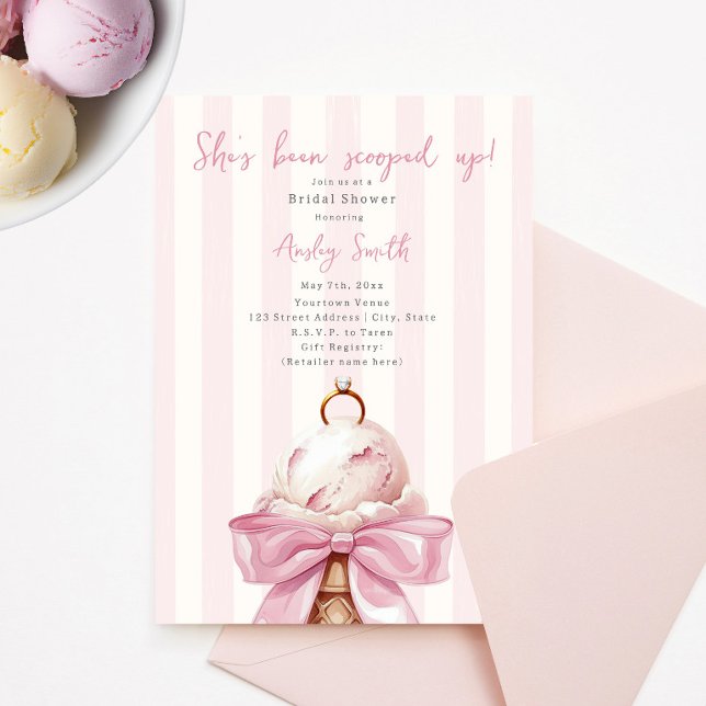 Scooped Up Ice Cream Engagement Ring Bridal Shower Invitation (Creator Uploaded)
