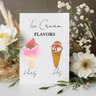 Scooped Up Ice Cream Flavours Bridal Shower Bar  Pedestal Sign