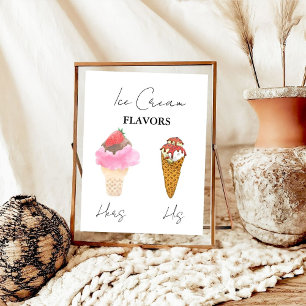 Scooped Up Ice Cream Flavours Bridal Shower Bar Poster
