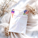 Scooped Up Ice Cream Floral Bridal Shower Fun Game<br><div class="desc">This unique Ice Cream themed Watercolor I painted by my own in modern Azur Blue, Vanilla Cream, Peach, Burgundy, Viva Magenta and Blush Pink colours perfect for your fun and sparkly selebration with friends "She's been scooped up" Bridal Shower. Other matching items for your party available in my PatternDigitPics stope's...</div>