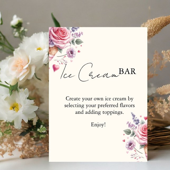 Scooped Up Pink Modern Bridal Shower  Bar Signs (Creator Uploaded)