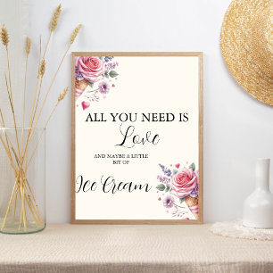 Scooped Up Pink Modern Bridal Shower Bar Signs