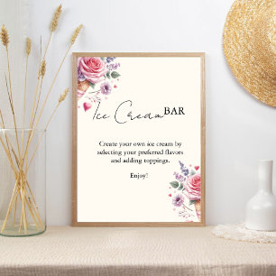 Scooped Up Pink Modern Bridal Shower Bar Signs