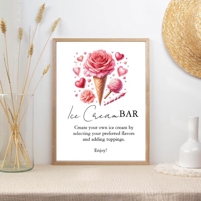 Scooped Up Pink Modern Bridal Shower  Bar Signs (Creator Uploaded)