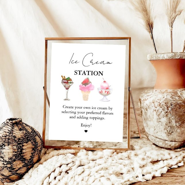 Scooped Up Pink Modern Bridal Shower Bar Signs (Creator Uploaded)