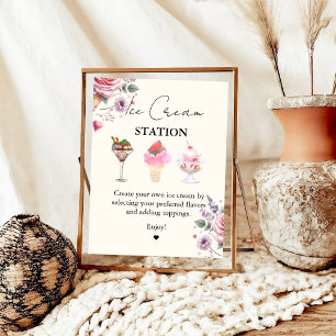 Scooped Up Pink Modern Bridal Shower Bar Signs