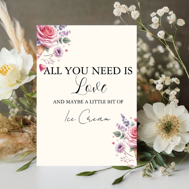 Scooped Up Pink Modern Bridal Shower  Bar Signs (Creator Uploaded)