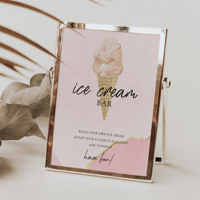 Scooped Up Pink Modern Bridal Shower Signs (Creator Uploaded)