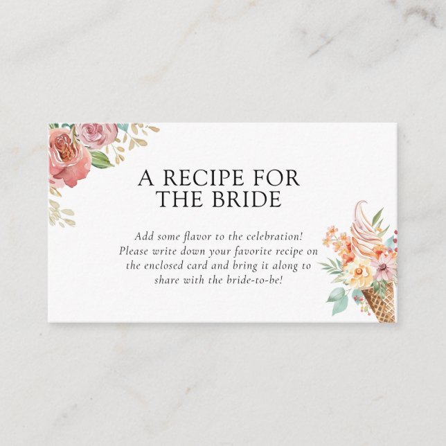 Scooped Up Recipe Request Bridal Shower  Enclosure Card (Front)