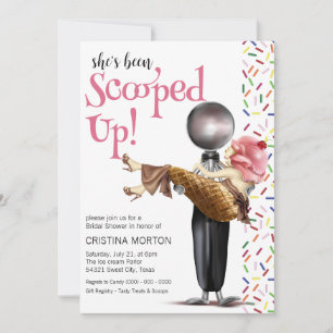 Scooped Up Strawberry Ice Cream Bridal Shower Invitation
