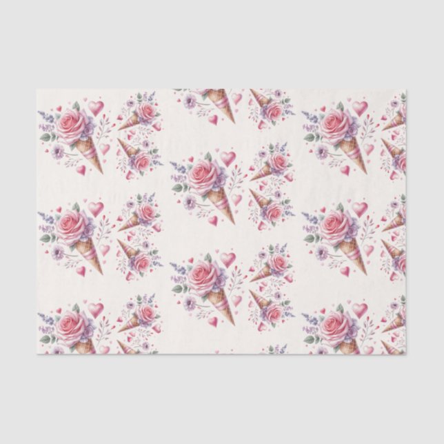 Scooped Up Watercolor Ice Cream Bridal Shower Tissue Paper (Front)