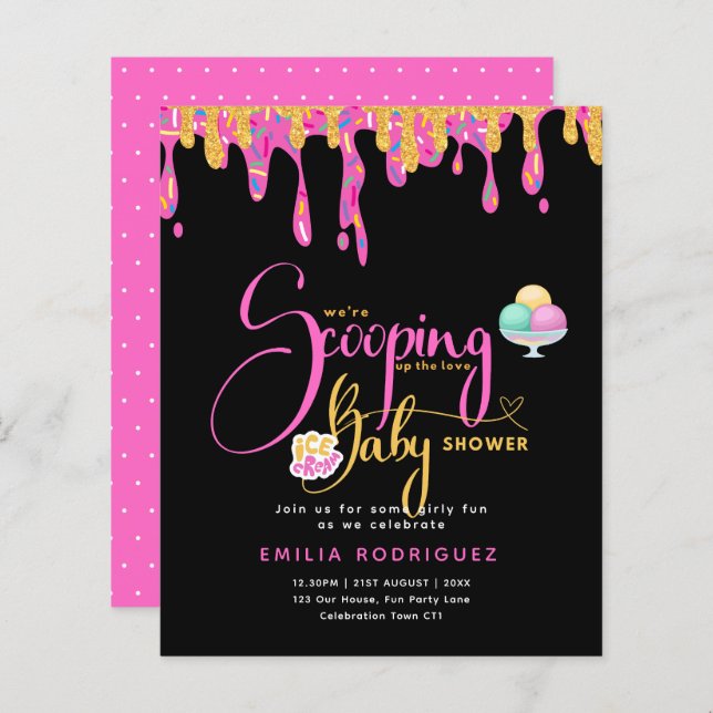 Scooping Up Love Ice cream Baby Girl Shower (Front/Back)
