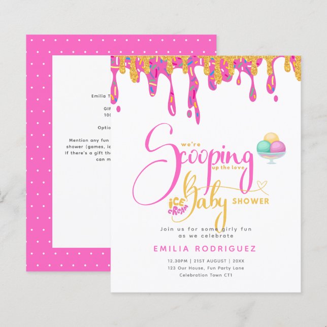 Scooping Up Love Ice cream Baby Girl Shower (Front/Back)