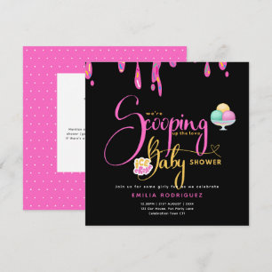 Scooping Up Love Ice cream Baby Girl Shower Invitation