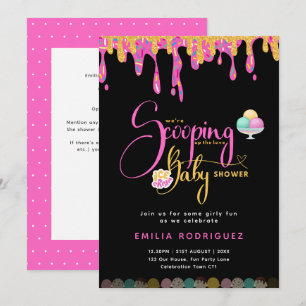 Scooping Up Love Ice cream Baby Girl Shower Invitation