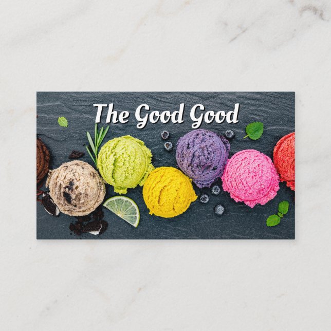 Scoops of Different Flavour Ice Cream Business Card (Front)