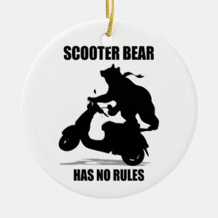 Scooter Bear Ceramic Tree Decoration