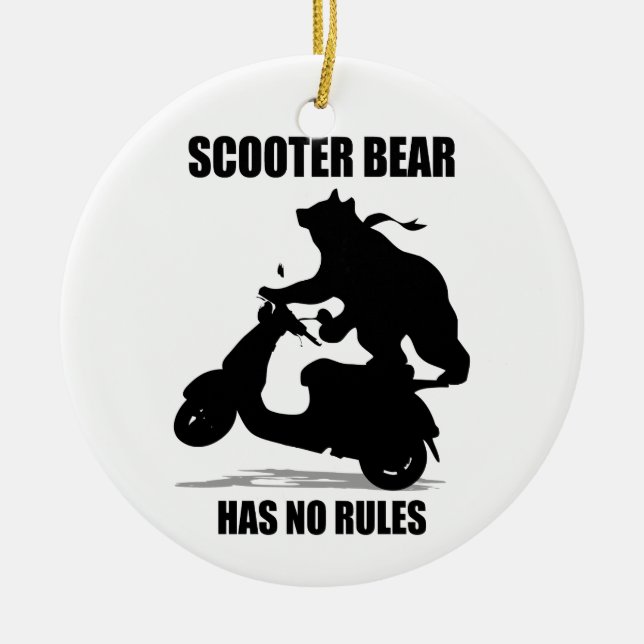Scooter Bear Ceramic Tree Decoration (Front)