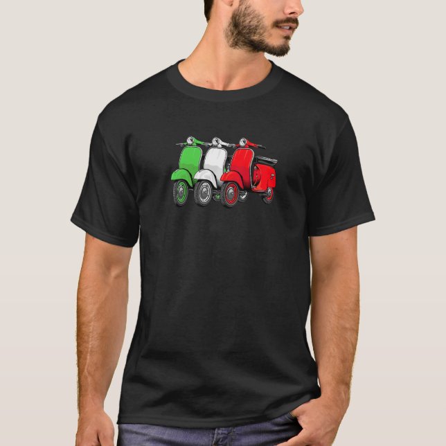 Scooter Bike Motorbike Italian Flag  Moped Old Sco T-Shirt (Front)