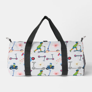 Scooter Bloom Duffle: Whimsical Wheels Carryall Duffle Bag