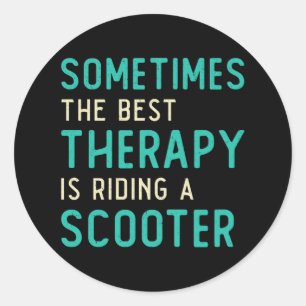 Scooter Driver Best Therapy Stunt Retro Vintage Classic Round Sticker