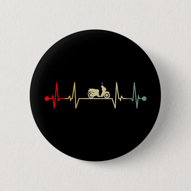 Scooter Driver Electric Scooter Heartbeat Retro 6 Cm Round Badge (Front)