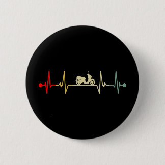 Scooter Driver Electric Scooter Heartbeat Retro 6 Cm Round Badge