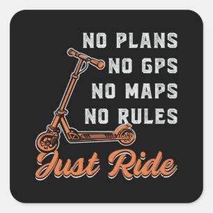 Scooter Driver Just Ride Stunt Retro Vintage Funny Square Sticker
