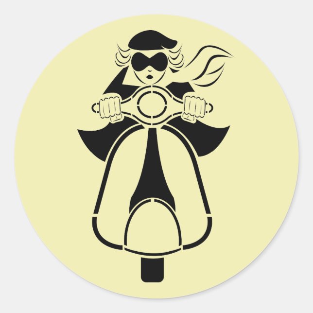Scooter Girl Classic Round Sticker (Front)