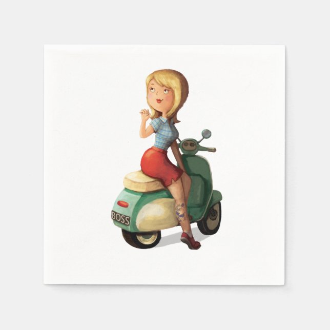 Scooter Girl Napkin (Front)