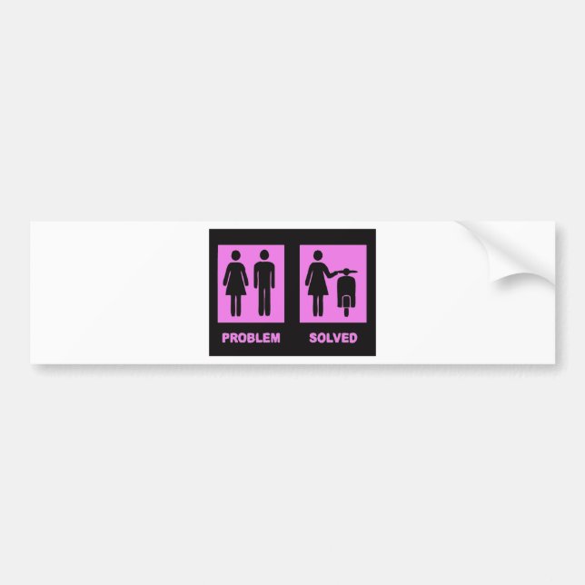 scooter girl no problem pink bumper sticker (Front)