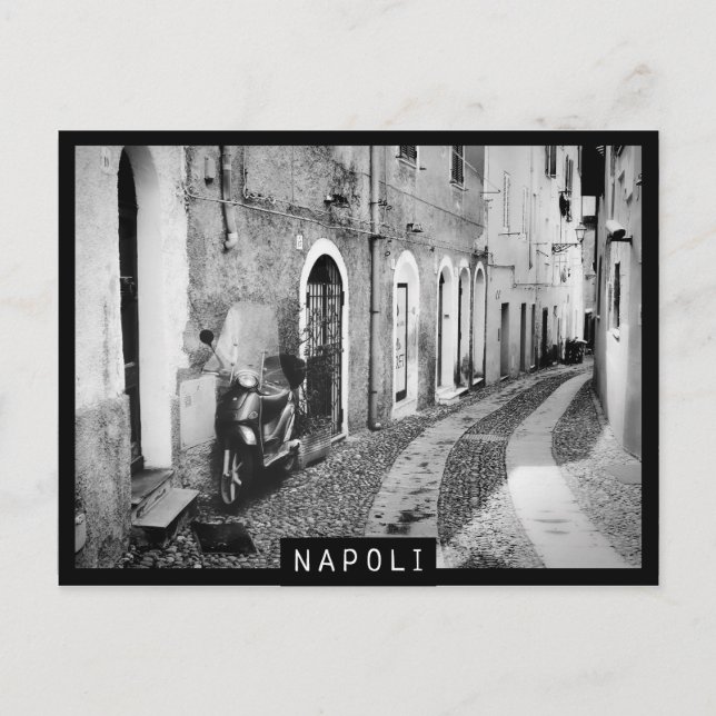 Scooter in a street in Naples in black and white Postcard (Front)
