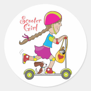 Scooter Kid Classic Round Sticker