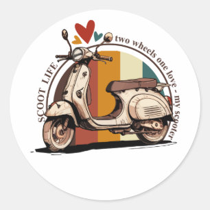 Scooter Life Classic Round Sticker