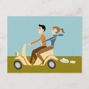 Scooter Lovin Couple Postcard