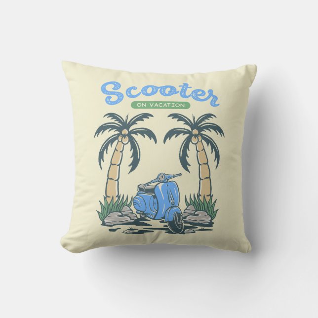 Scooter on Vacation Cushion (Front)