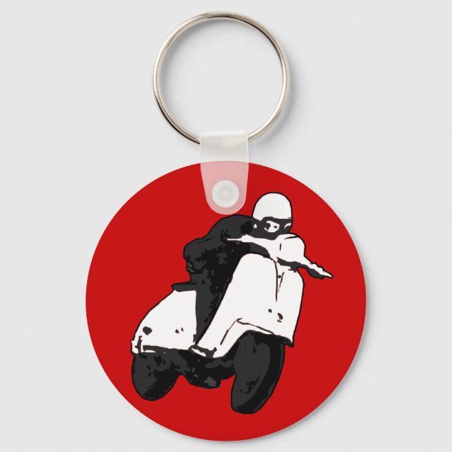 Scooter Racer grey black Key Ring (Front)