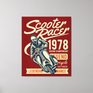 Scooter Racer Vintage Retro Style Canvas Print