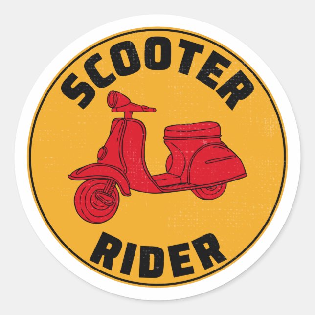 Scooter Rider Scootering Motorbike Moped Bike Classic Round Sticker (Front)