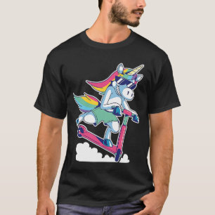 Scooter Riding Unicorn Mythical Creature Pegasus F T-Shirt