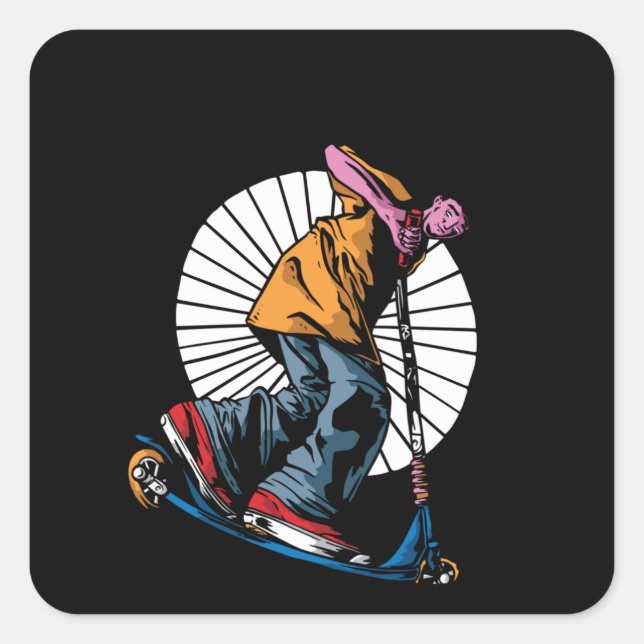 Scooter Stunt Stunts Kick Scooter Gift Square Sticker (Front)
