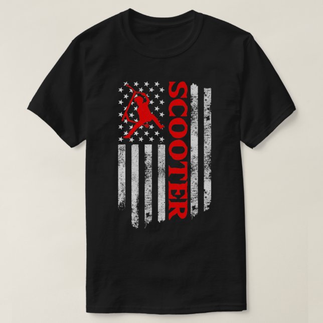 Scooter Stunt US Flag Retro Style Scooter Gifts Pu T-Shirt (Design Front)