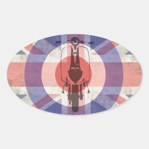 Scooter Union Jack Target art Oval Sticker